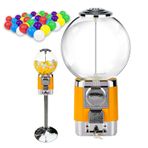 Satış Otomatı/Ticari Sikke Silgi Makinesi, Metal Standlı ve 20 Renkli Top Kabukları,Oyuncak Kapsül Satış Otomatı,3,2 cm Kapsül Gumballs Zıplama Topları İçin, Sarı