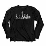 Satranç Chess Kale Vezir At Santranç Uzun Kollu Tişört Baskılı Çocuk T-Shirt Siyah