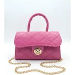 Satuna Parlak Kapitone Mini Çanta – Astar Detaylı – Zincir Askılı Kadın El ve Omuz Çantası (19X12 Cm) - 19 x 12 cm - Koyu Pembe