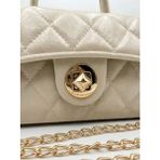 Satuna Parlak Kapitone Mini Çanta – Astar Detaylı – Zincir Askılı Kadın El ve Omuz Çantası (19X12 Cm) - 19 x 12 cm - Krem