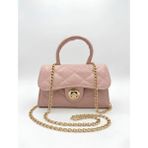 Satuna Parlak Kapitone Mini Çanta – Astar Detaylı – Zincir Askılı Kadın El ve Omuz Çantası (19X12 Cm) - 19 x 12 cm - Pembe