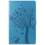 SATURCASE Amazon Fire HD 10 2017 için Kılıf, Kedi Ağacı Kabartma PU Deri Kapaklı Mıknatıs Cüzdan Stant Kart Yuvaları Amazon Fire HD 10 için Koruyucu Kılıf (7. Nesil, 2017 Sürümü) (Mavi)