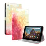 SATURCASE Amazon Fire HD 10 2017 ve 2019 (7. ve 9. Nesil) için Kılıf, Suluboya Tarzı PU Deri Kapaklı Mıknatıslı Cüzdan Stand Kart Yuvaları Koruyucu Kapak (TR-4)