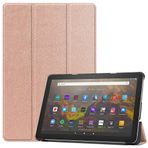 SATURCASE Amazon Fire HD 10 2021 / HD 10 Plus 2021 (11. Nesil) için Kılıf, PU Deri Katlanır Katlanabilir Folyo Stand İnce Hafif Otomatik Uyanma/Uyku Koruyucu Tablet Kılıfı (Gül Altın)