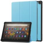 SATURCASE Amazon Fire HD 10 2023 Release (13. Nesil) için Kılıf, PU Deri Açılır Katlanabilir Folyo Stand İnce Hafif Otomatik Uyanma/Uyuma Koruyucu Tablet Kılıfı (Gök Mavisi)