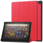 SATURCASE Amazon Fire HD 10 2023 Release (13. Nesil) için Kılıf, PU Deri Açılır Katlanabilir Folyo Stand İnce Hafif Otomatik Uyanma/Uyuma Koruyucu Tablet Kılıfı (Kırmızı)