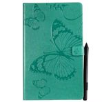 SATURCASE Amazon Fire HD 10 (7. Nesil, 2017 Sürümü) için Kelebek Kabartmalı PU Deri Kapaklı Mıknatıslı Cüzdan Standı Kart Yuvaları Koruyucu Kılıf Kapak (Yeşil)