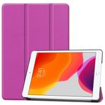 SATURCASE Apple iPad 10.2 (2019) için Kılıf, PU Deri Katlanır Katlanabilir Folyo Stand Koruyucu Tablet Kılıfı Otomatik Uyku/Uyanma Fonksiyonlu (Mor)