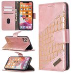SATURCASE Apple iPhone 11 Pro Max için Kılıf, Timsah Desenli PU Deri Kapaklı Çift Mıknatıslı Cüzdan Stant Kart Yuvaları Apple iPhone 11 Pro Max için Koruyucu Kılıf (Gül Altın)