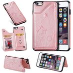 SATURCASE Apple iPhone 6 Plus / 6S Plus için Kılıf, Kedi Arısı Kabartma PU Deri Kapaklı TPU Manyetik Tokalı Cüzdan Stand Kart Yuvaları Apple iPhone 6 Plus / 6S Plus için Koruyucu Kılıf (Gül Altın)