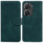 SATURCASE Asus Zenfone 9 için Kılıf, Rahat Dokunuş PU Deri Kapaklı Çift Mıknatıslı Cüzdan Standı Kart Yuvaları Asus Zenfone 9 için Koruyucu Kılıf (Yeşil)