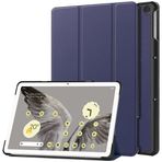 SATURCASE Google Pixel Tablet 11 inç için Kılıf, PU Deri Katlanır Katlanabilir Folyo Stand İnce Hafif Koruyucu Tablet Kılıfı (Koyu Mavi)