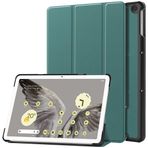 SATURCASE Google Pixel Tablet 27,9 cm (11 inç) için koruyucu kılıf, poliüretan deri, kapaklı kılıf, stant fonksiyonu, dar, hafif, tablet için koruyucu kılıf (yeşil)
