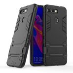 SATURCASE Huawei Honor View 20 için Kılıf, Hibrid 2'si 1 Arada [PC ve Silikon] Huawei Honor View 20 / Honor V20 için Destek Stantlı Çift Katmanlı Tampon Koruyucu Kapak (Siyah)