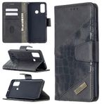 SATURCASE Huawei P Smart 2020 için Kılıf, Timsah Desenli PU Deri Kapaklı Çift Mıknatıslı Cüzdan Standı Kart Yuvaları Huawei P Smart 2020 için Koruyucu Kapak (Siyah)