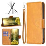 SATURCASE Infinix Hot 11S NFC için kılıf, Lüks PU Deri Kapaklı Mıknatıslı Cüzdan Stant Kart Yuvaları Infinix Hot 11S NFC (YZ-Sarı) için El Kayışlı Koruyucu Kılıf