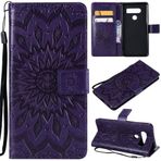 SATURCASE LG V40 ThinQ Kılıf, Güneş Çiçeği PU Deri, Manyetik Cüzdan [Kart Yuvaları] [El Kayışı] Destek Koruyucu Kılıf Kılıf LG V40 ThinQ için (mor)