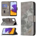 SATURCASE Samsung Galaxy A22 5G için Kılıf, Timsah Desenli PU Deri Kapaklı Çift Mıknatıslı Cüzdan Stand Kart Yuvaları Samsung Galaxy A22 5G için Koruyucu Kılıf (Gri)
