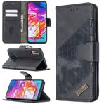 SATURCASE Samsung Galaxy A70 / A70S için Kılıf, Timsah Desenli PU Deri Kapaklı Çift Mıknatıslı Cüzdan Stand Kart Yuvaları Samsung Galaxy A70 / A70S için Koruyucu Kapak (Siyah)