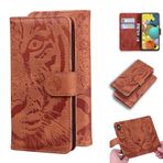 SATURCASE Samsung Galaxy A71 5G için Kılıf, Havalı Kaplan Kabartma PU Deri Kapaklı Çift Mıknatıslı Cüzdan Stant Kart Yuvaları Samsung Galaxy A71 5G için Koruyucu Kılıf (Kahverengi)