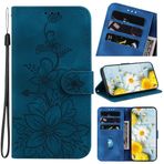 SATURCASE Samsung Galaxy A71 5G için Kılıf, Lily PU Deri Kapaklı Çift Mıknatıslı Cüzdan Stant Kart Yuvaları El Kayışı Koruyucu Kılıf Samsung Galaxy A71 5G (BH-Mavi)