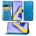 SATURCASE Samsung Galaxy A71 5G için Kılıf, Lucky Clover PU Deri Kapaklı Mıknatıslı Cüzdan Stand Kart Yuvaları Samsung Galaxy A71 5G için El Kayışlı Koruyucu Kılıf (Mavi)