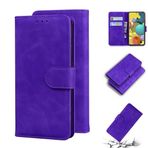 SATURCASE Samsung Galaxy A71 5G için Kılıf, Rahat Dokunuş PU Deri Kapaklı Çift Mıknatıslı Cüzdan Stant Kart Yuvaları Samsung Galaxy A71 5G için Koruyucu Kılıf (Mor)