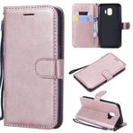 SATURCASE Samsung Galaxy J2 Core için Kılıf, Klasik PU Deri Kapaklı Mıknatıslı Cüzdan Stant Kart Yuvaları Samsung Galaxy J2 Core (XD-Gül Altın) için El Kayışlı Koruyucu Kılıf