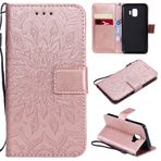 SATURCASE Samsung Galaxy J2 Core Kılıf, Güneş Çiçeği PU Deri, Manyetik Cüzdan [Kart Yuvaları] [El Kayışı] Destek Kılıfı Kılıf Samsung Galaxy J2 Core için (pembe altın)