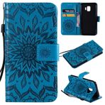 SATURCASE Samsung Galaxy J2 Core Kılıf, Güneş Çiçeği PU Deri, Manyetik Cüzdan [Kart Yuvaları] [El Kayışı] Destek Koruyucu Kılıf Kılıf Samsung Galaxy J2 Core için (mavi)