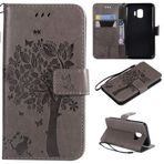 SATURCASE Samsung Galaxy J2 Core Kılıf, Kedi Ağacı, PU Deri, Manyetik Cüzdan [Kart Yuvaları] [El Kayışı] Destek Koruyucu Kılıf Kılıf Samsung Galaxy J2 Core için (Gri)