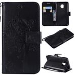 SATURCASE Samsung Galaxy J2 Core Kılıf, Kedi Ağacı, PU Deri, Manyetik Cüzdan [Kart Yuvaları] [El Kayışı] Destek Koruyucu Kılıf Kılıf Samsung Galaxy J2 Core için (Siyah)