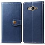 SATURCASE Samsung Galaxy J2 Prime için Kılıf, Birinci Sınıf PU Deri Kapaklı Yuvarlak Mıknatıslı Cüzdan Stant Kart Yuvaları Samsung Galaxy J2 Prime için El Kayışlı Koruyucu Kılıf (Mavi)