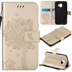 SATURCASE Samsung Galaxy J2 Pro (2018) Kılıf, Kılıf, Kedi Ağacı, PU Deri, Manyetik Cüzdan [Kart Yuvaları] [El Kayışı] Destek Kılıfı Samsung Galaxy J2 Pro (2018) için (Altın)