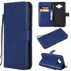 SATURCASE Samsung Galaxy J7 Duo için Kılıf, Klasik PU Deri Kapaklı Mıknatıs Cüzdan Stand Kart Yuvaları Koruyucu Kılıf El Kayışı Samsung Galaxy J7 Duo (XD-Mavi) için