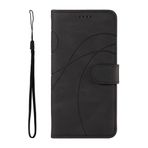 SATURCASE Samsung Galaxy J7 Prime için Kılıf, Kavisli Çizgi PU Deri Kapaklı Mıknatıs Cüzdan Stant Kart Yuvaları El Kayışı Koruyucu Kılıf Samsung Galaxy J7 Prime için (YX-Siyah)