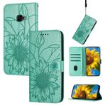 SATURCASE Samsung Galaxy Xcover 4 4S için Kılıf, Ayçiçeği Kabartma PU Deri Kapaklı Mıknatıs Cüzdan Stant Kart Yuvaları El Kayışı Koruyucu Kılıf Samsung Galaxy Xcover 4 4S (HE-Yeşil)