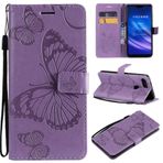 SATURCASE Xiaomi Mi 8 Lite Kılıf, Kelebek PU Deri, Manyetik Cüzdan [Kart Yuvaları] [El Kayışı] Destek Koruyucu Kılıf Kılıf Kılıf Xiaomi Mi 8 Lite için (mor)