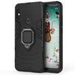 SATURCASE Xiaomi Mi A2 Lite için Kılıf, Halka Destek Çubuğu Hibrid 2'si 1 Arada [PC ve Silikon] Çift Katmanlı Tampon Darbeye Dayanıklı Koruyucu Kılıf Xiaomi Mi A2 Lite (HZ-Siyah)