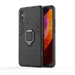 SATURCASE Xiaomi Mi Max 3 için Kılıf, Halka Destek Çubuğu Hibrid 2'si 1 Arada [PC ve Silikon] Xiaomi Mi Max 3 için Çift Katmanlı Tampon Darbeye Dayanıklı Koruyucu Kılıf (HZ-Siyah)