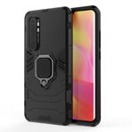 SATURCASE Xiaomi Mi Note 10 Lite için Kılıf, Halka Destek Çubuğu Hibrid 2'si 1 Arada [PC ve Silikon] Xiaomi Mi Note 10 Lite için Çift Katmanlı Tampon Darbeye Dayanıklı Koruyucu Kılıf (HZ-Siyah)