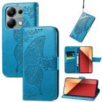 SATURCASE Xiaomi Poco M6 Pro 4G için Kılıf, Kelebek Çiçek PU Deri Kapaklı Mıknatıs Cüzdan Stant Kart Yuvaları El Kayışı Koruyucu Kılıf Xiaomi Poco M6 Pro 4G (HF-Mavi)
