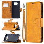 SATURCASE Xiaomi Poco X3 NFC için Kılıf, Lüks PU Deri Kapaklı Mıknatıs Cüzdan Stand Kart Yuvaları Koruyucu Kılıf, Xiaomi Poco X3 NFC (YZ-Sarı) için El Kayışı ile