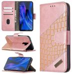 SATURCASE Xiaomi Redmi 9 için Kılıf, Timsah Desenli PU Deri Kapaklı Çift Mıknatıslı Cüzdan Standı Kart Yuvaları Xiaomi Redmi 9 için Koruyucu Kılıf (Gül Altın)