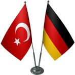 Satürn Design Masaüstü Almanya Bayrağı Türk Bayrağı İkili Krom Direk Masa Bayrak Seti