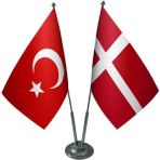 Satürn Design Masaüstü Danimarka Bayrağı Türk Bayrağı İkili Krom Direk Masa Bayrak Seti