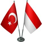 Satürn Design Masaüstü Endonezya Bayrağı Türk Bayrağı İkili Krom Direk Masa Bayrak Seti