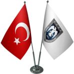Satürn Design Masaüstü Hava Kuvvetleri Bayrağı Türk Bayrağı İkili Krom Direk Masa Bayrak Seti