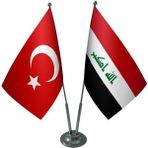 Satürn Design Masaüstü Irak Bayrağı Türk Bayrağı İkili Krom Direk Masa Bayrak Seti