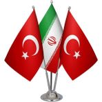 Satürn Design Masaüstü Iran Bayrağı Türk Bayrağı Üçlü Krom Direk Masa Bayrak Seti